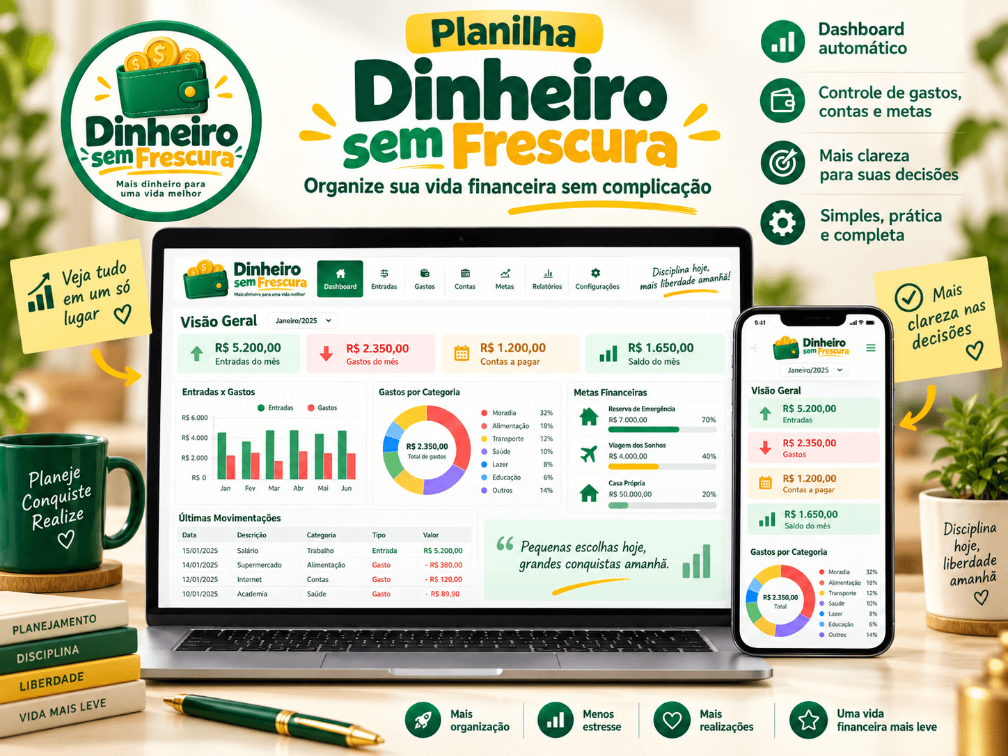 Planejamento financeiro na planilha